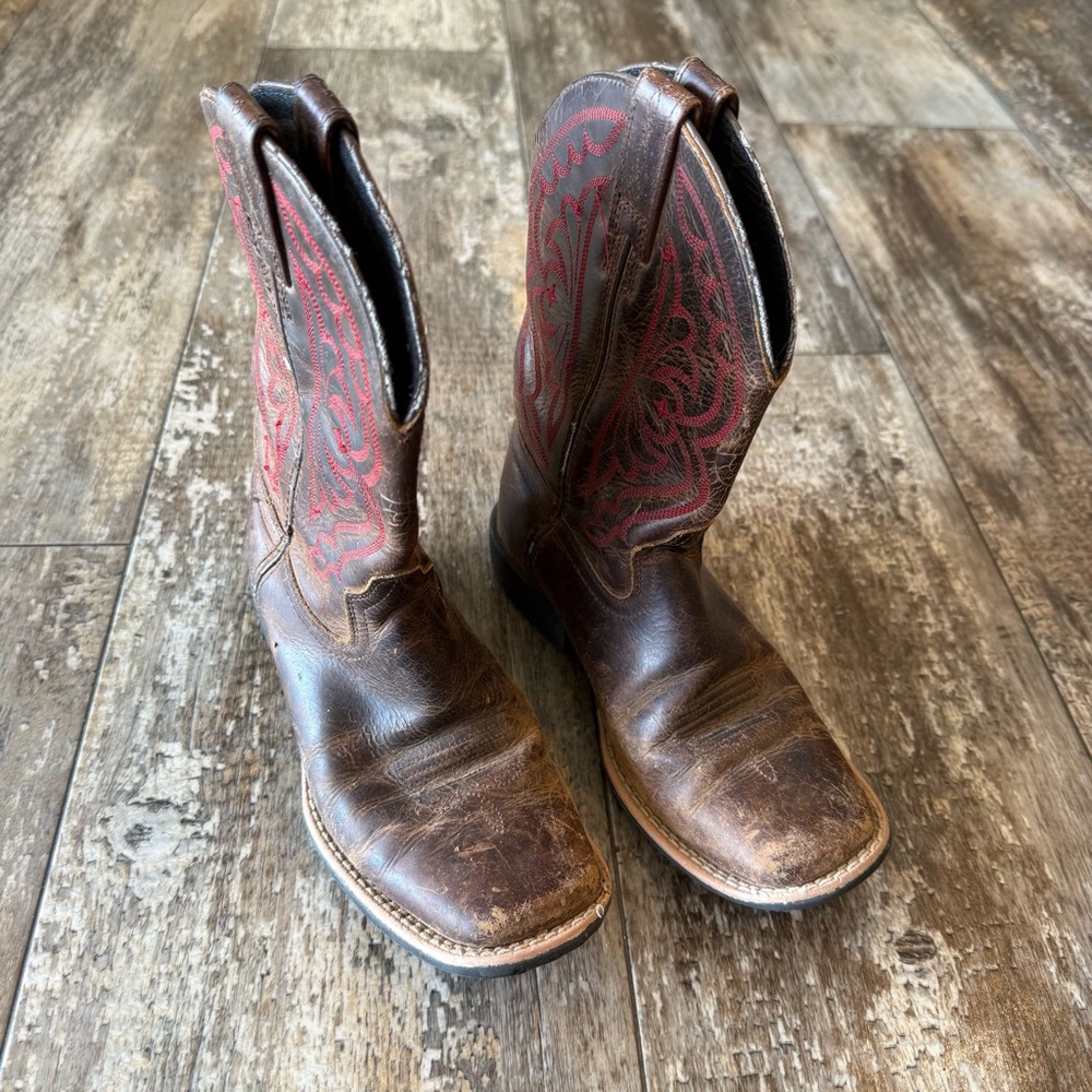 Ariat QuickDraw Square Toe Leather Boots Size 12/13